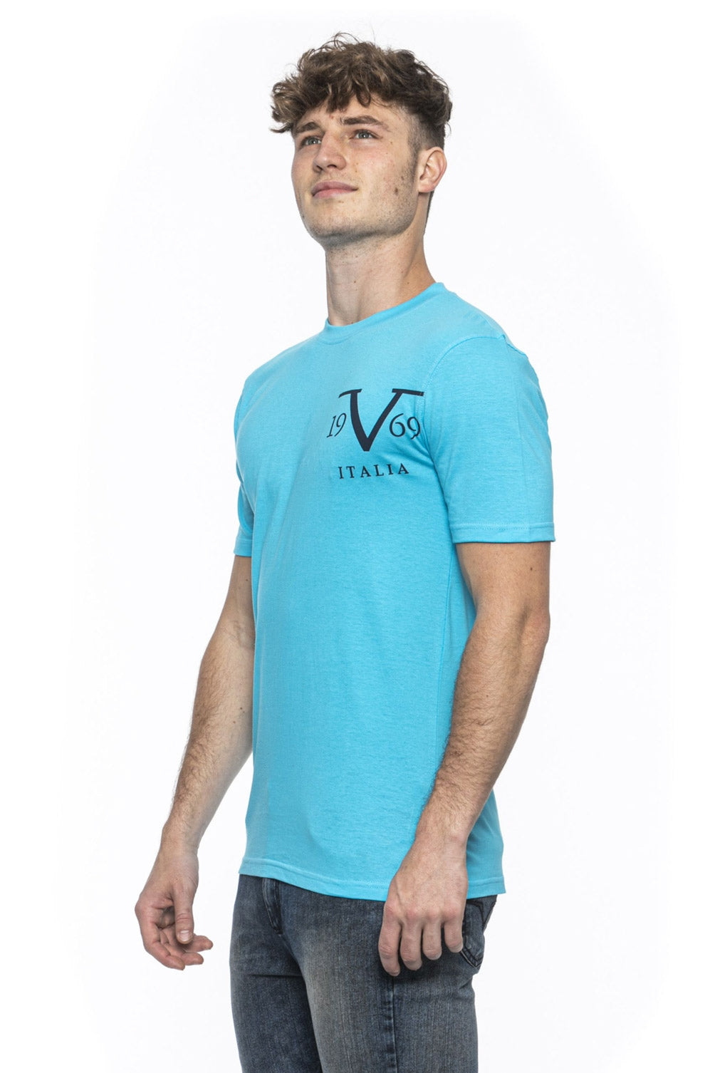 Camiseta 19V69 Italia para hombre azul claro MIKE TURQUESA