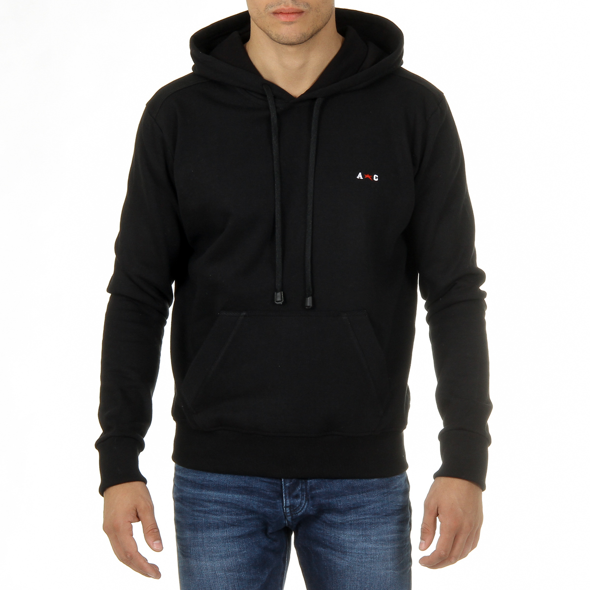 Sudadera con capucha Andrew Charles para hombre, manga larga, cuello redondo, color negro FIFI