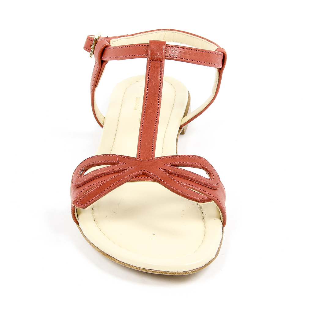 Sandalia plana V 1969 Italia para mujer, color rojo, LISA
