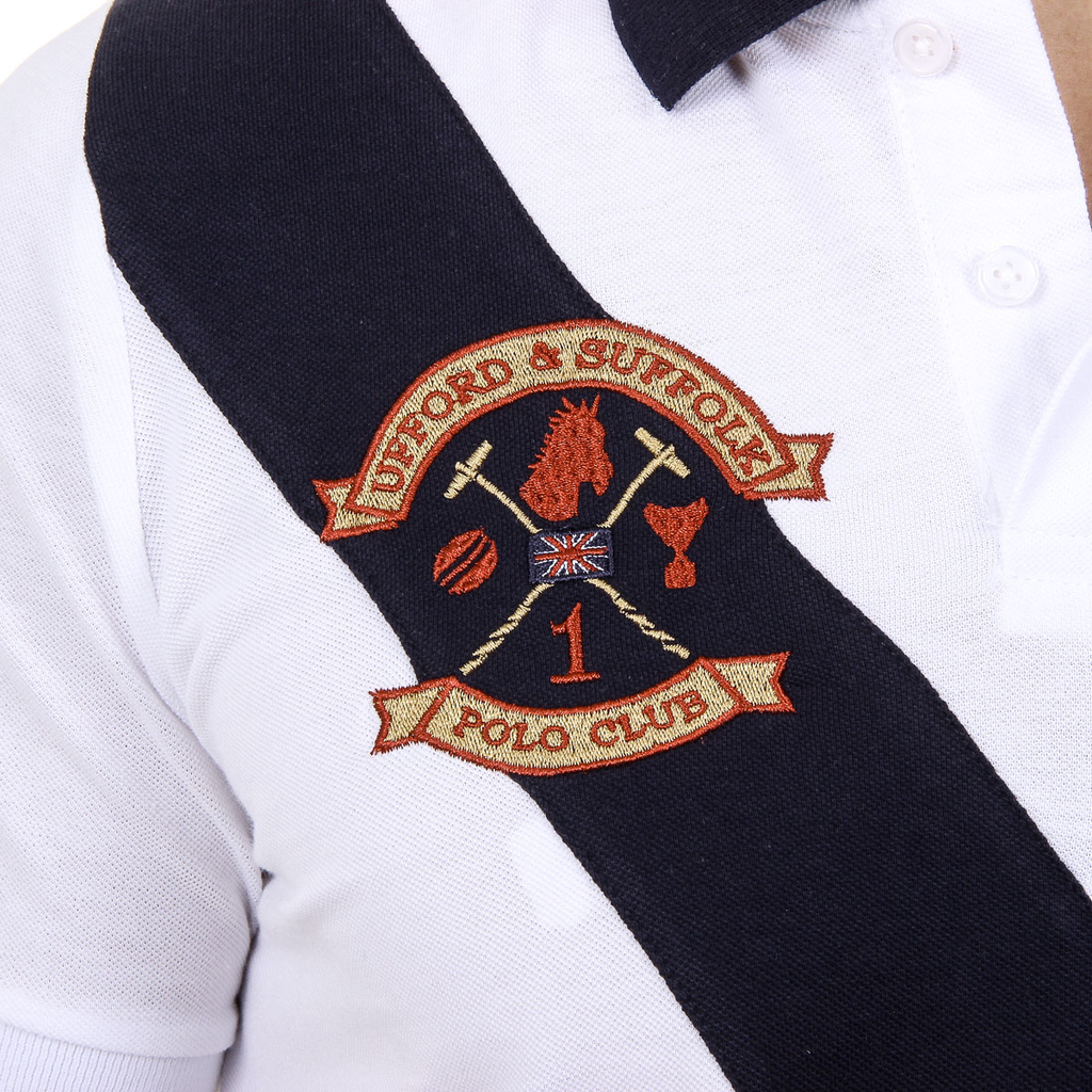 Polo Ufford & Suffolk Polo Club para hombre, manga corta, US003, blanco