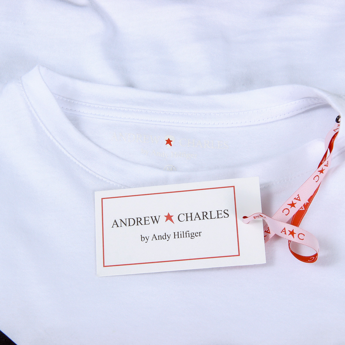 Camiseta Andrew Charles para mujer, manga corta, cuello redondo, color blanco TARANA