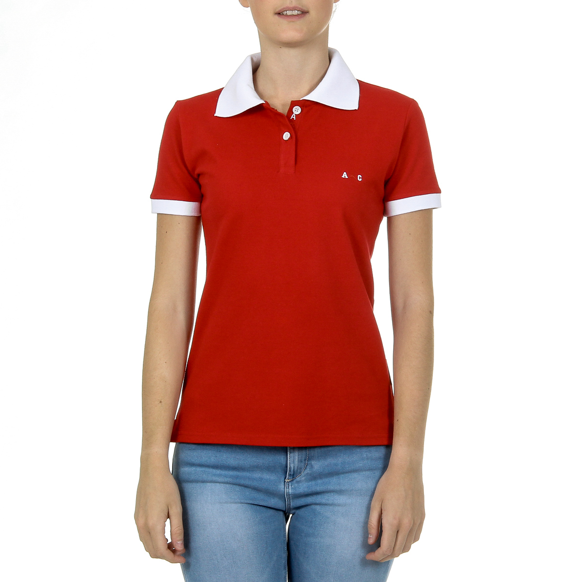 Polo Andrew Charles para mujer, manga corta, rojo, NIA