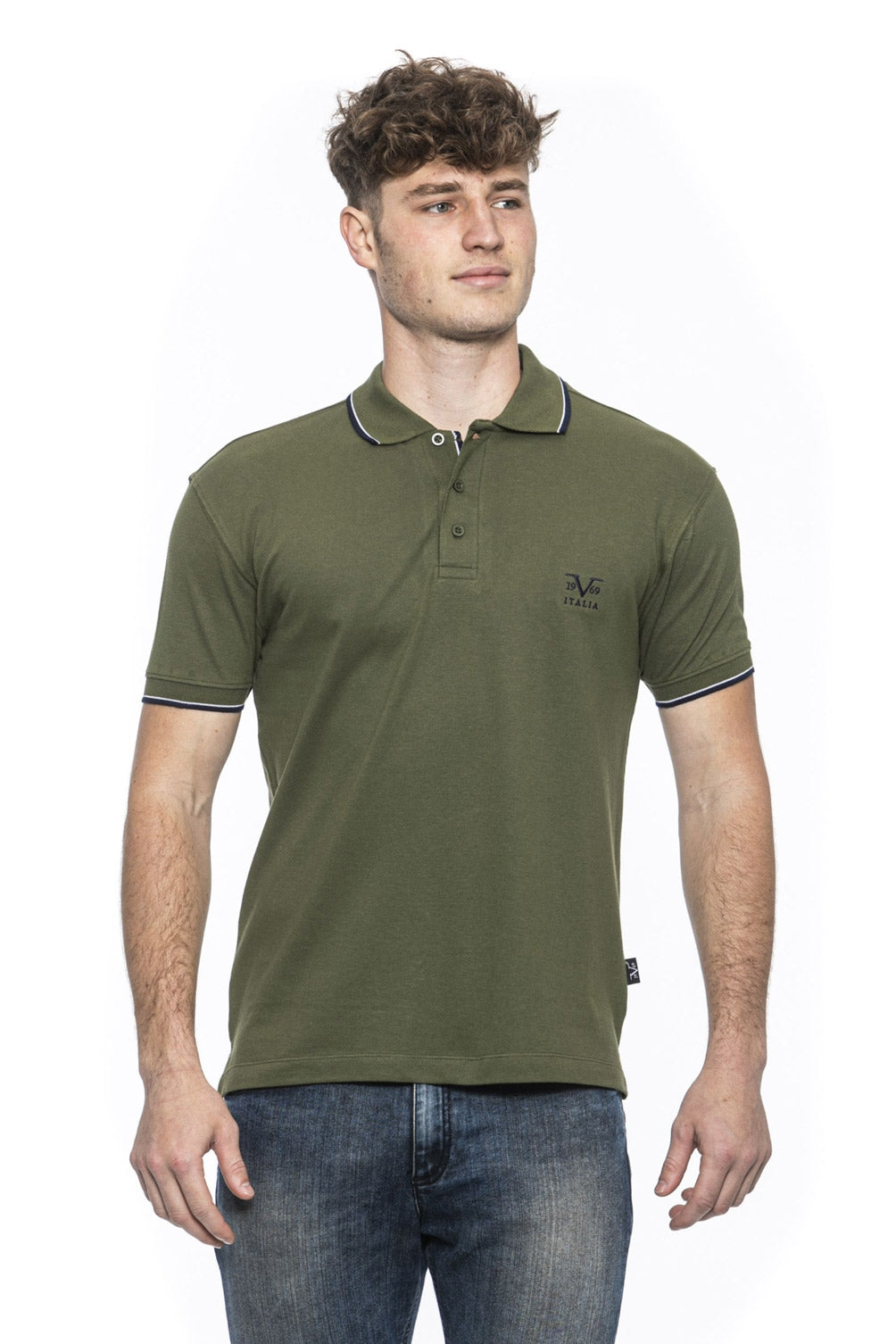 19V69 Italia Polo para hombre Verde COSTINA OLIVA