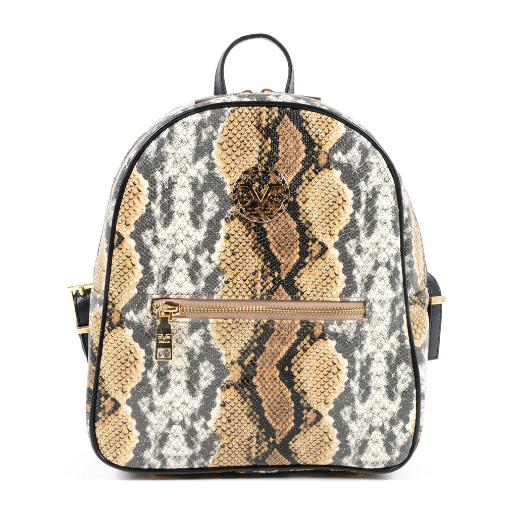 19V69 Italia Womens Backpack Multicolor 5011 PYTHON BROWN BLACK