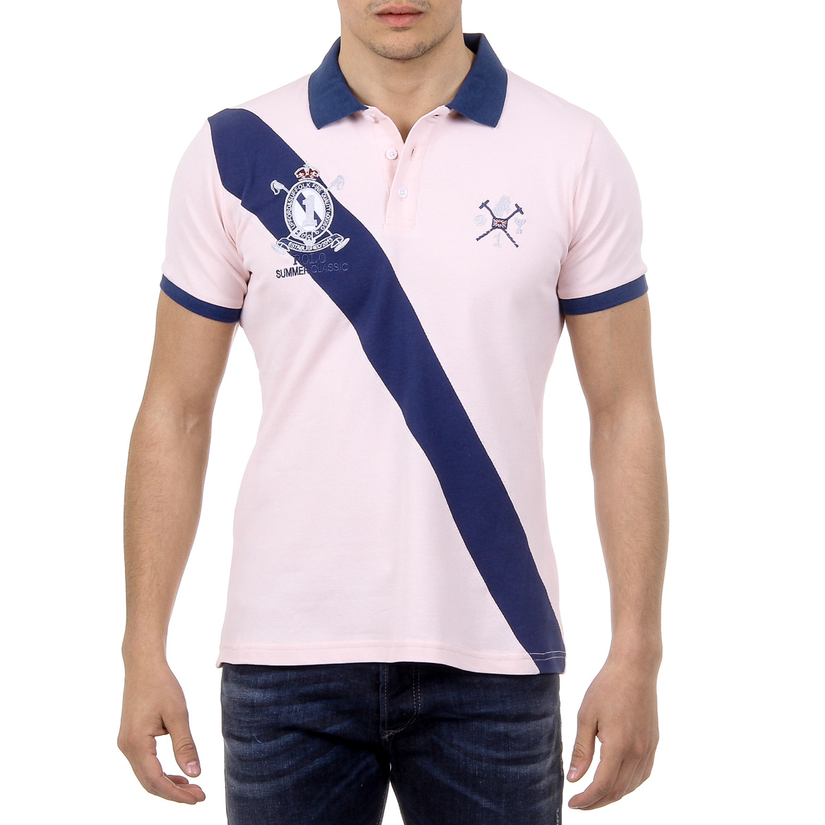 Polo Ufford & Suffolk Polo Club para hombre, manga corta, US004 ROSA