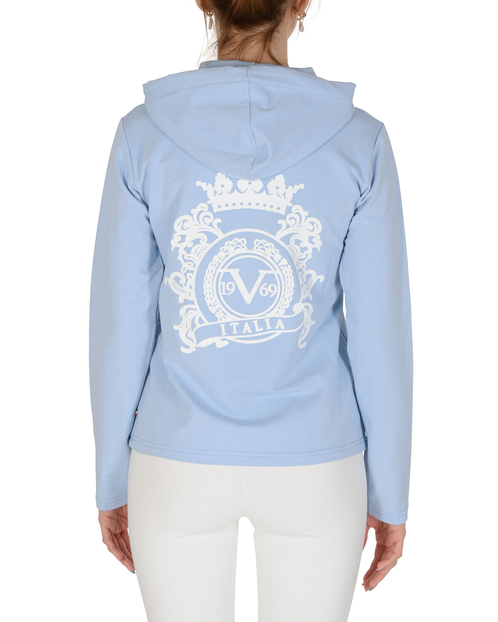 19V69 Italia Sudadera con capucha para mujer azul claro ELEANA SUDADERA CON CAPUCHA AZUL CLARO