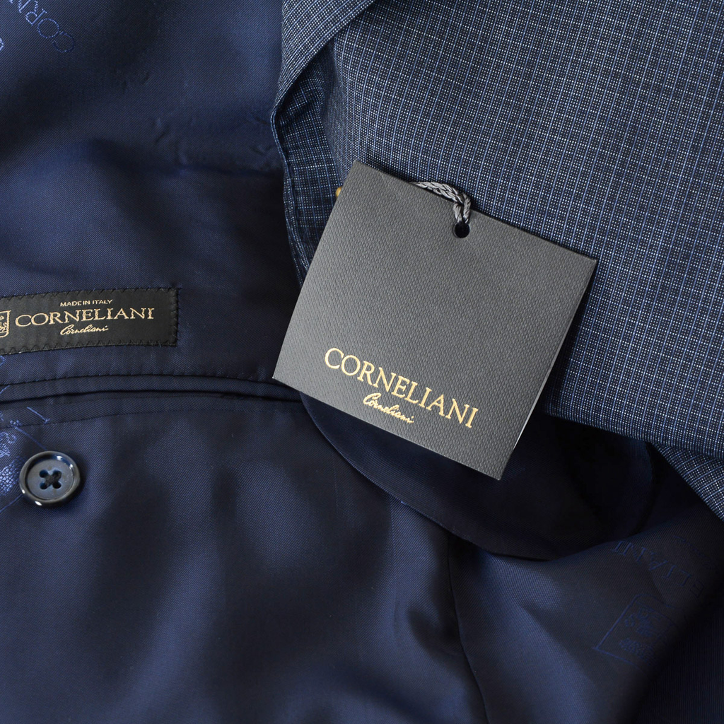 Corneliani Mens Suit Long Sleeves Dark Blue Super 130's