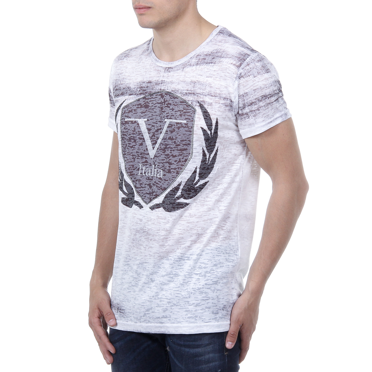 V 1969 Italia Mens T-shirt Short Sleeves Round Neck White LOGAN