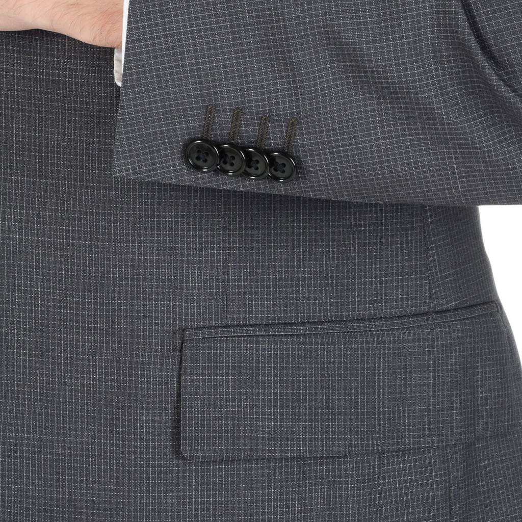 Corneliani Mens Suit Long Sleeves Dark Grey Super 130's