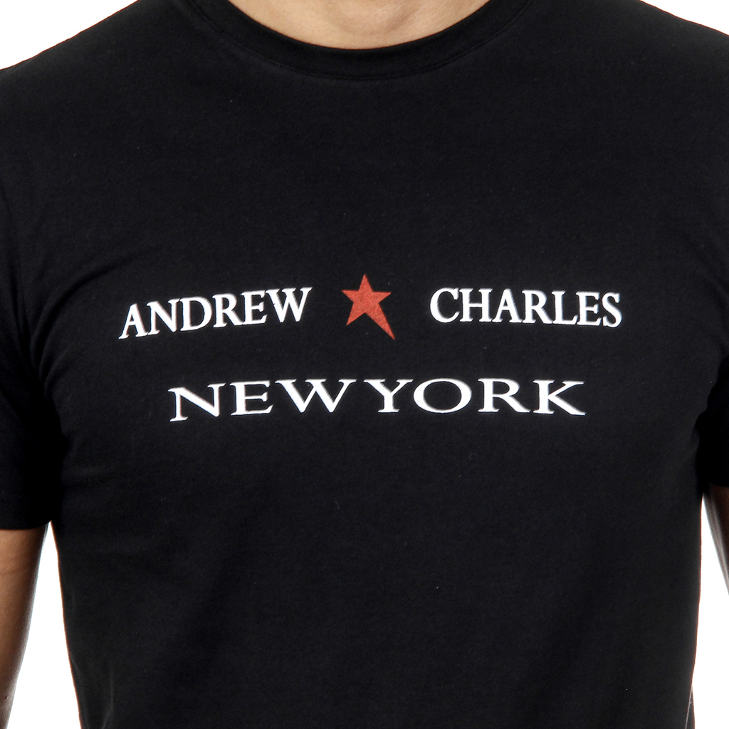 Camiseta Andrew Charles para hombre, manga corta, cuello redondo, negra, KEITA