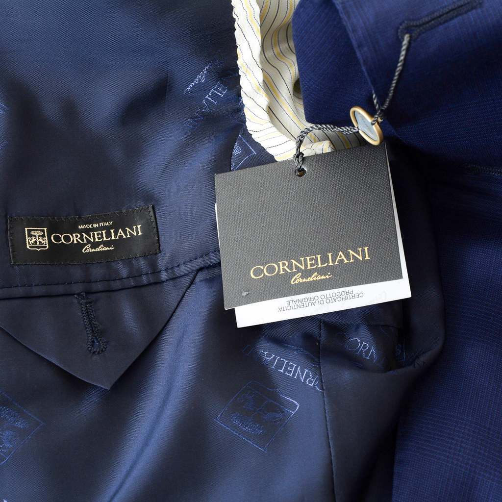 Corneliani Mens Suit Long Sleeves Blue Super 130's