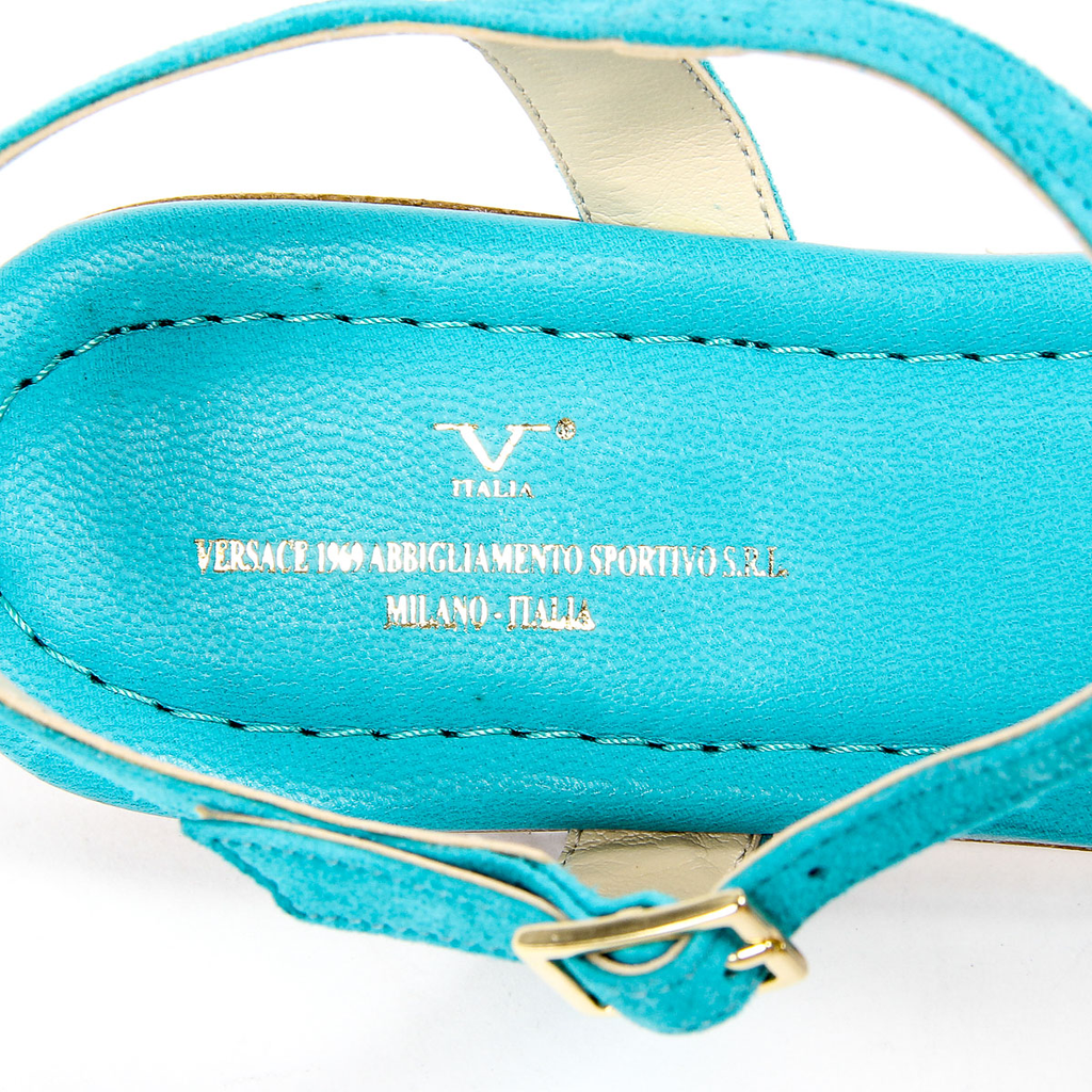 V 1969 Italia Sandalia plana para mujer Azul claro GRAZIA