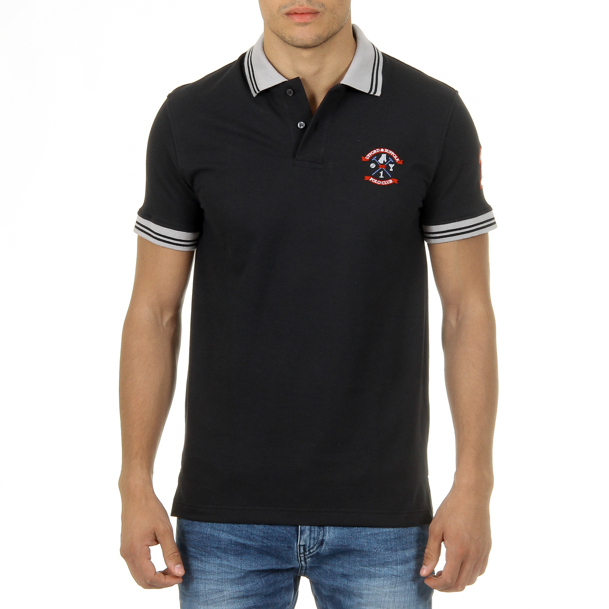 Polo Ufford & Suffolk Polo Club para hombre, manga corta, negro, ENIGMA