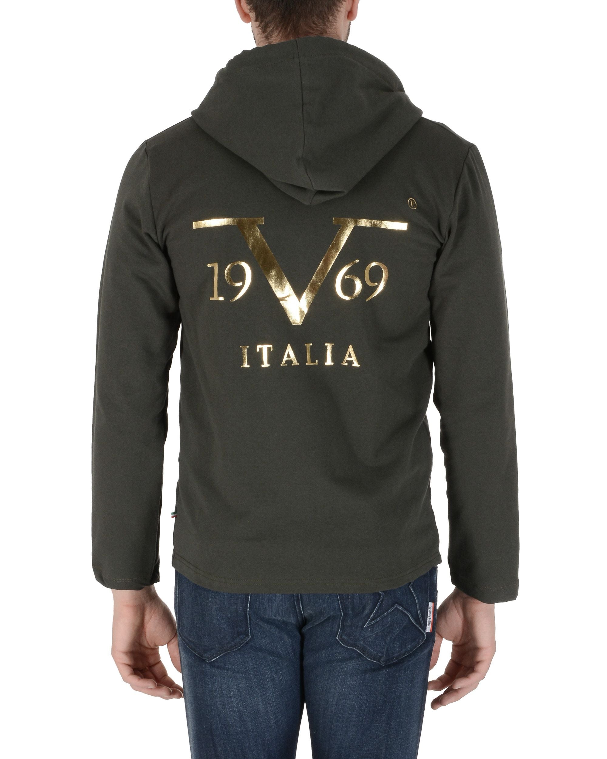 Sudadera con capucha 19V69 Italia para hombre verde oscuro THOMAS DARK GREEN