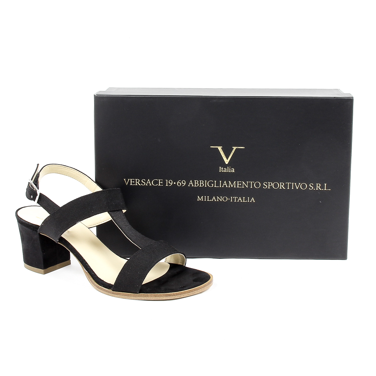 Sandalia V 1969 Italia para mujer, color negro, PERLA