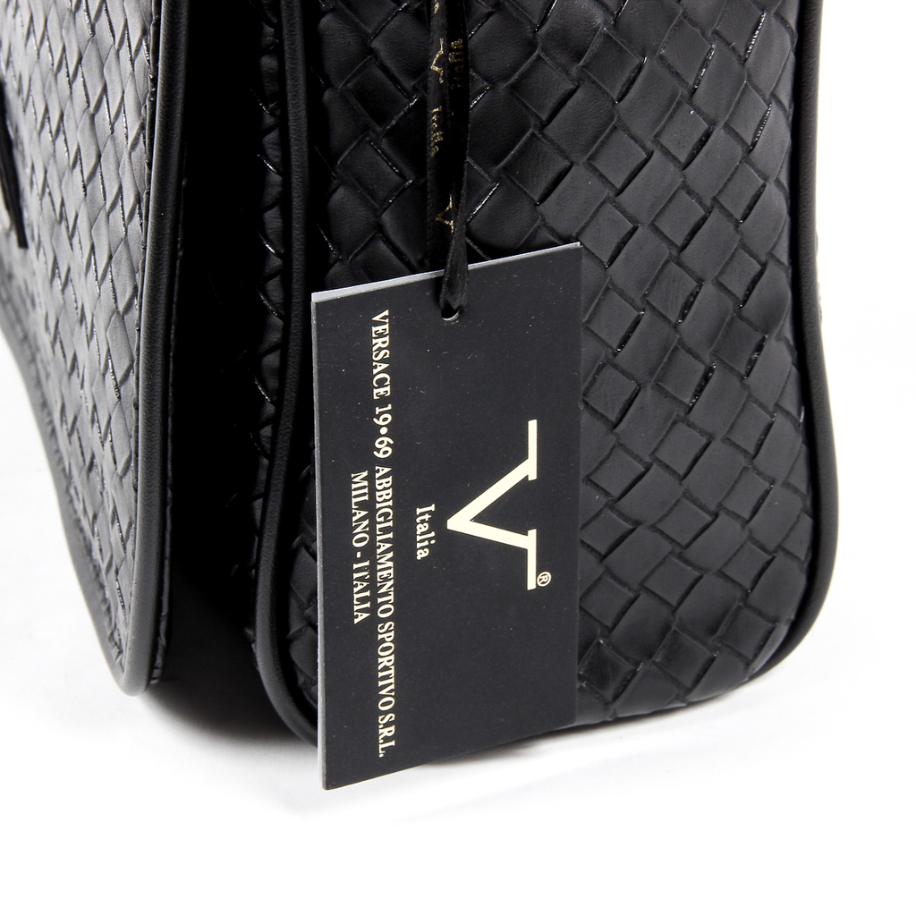 Bolso de mano para hombre V 1969 Italia negro LEROY