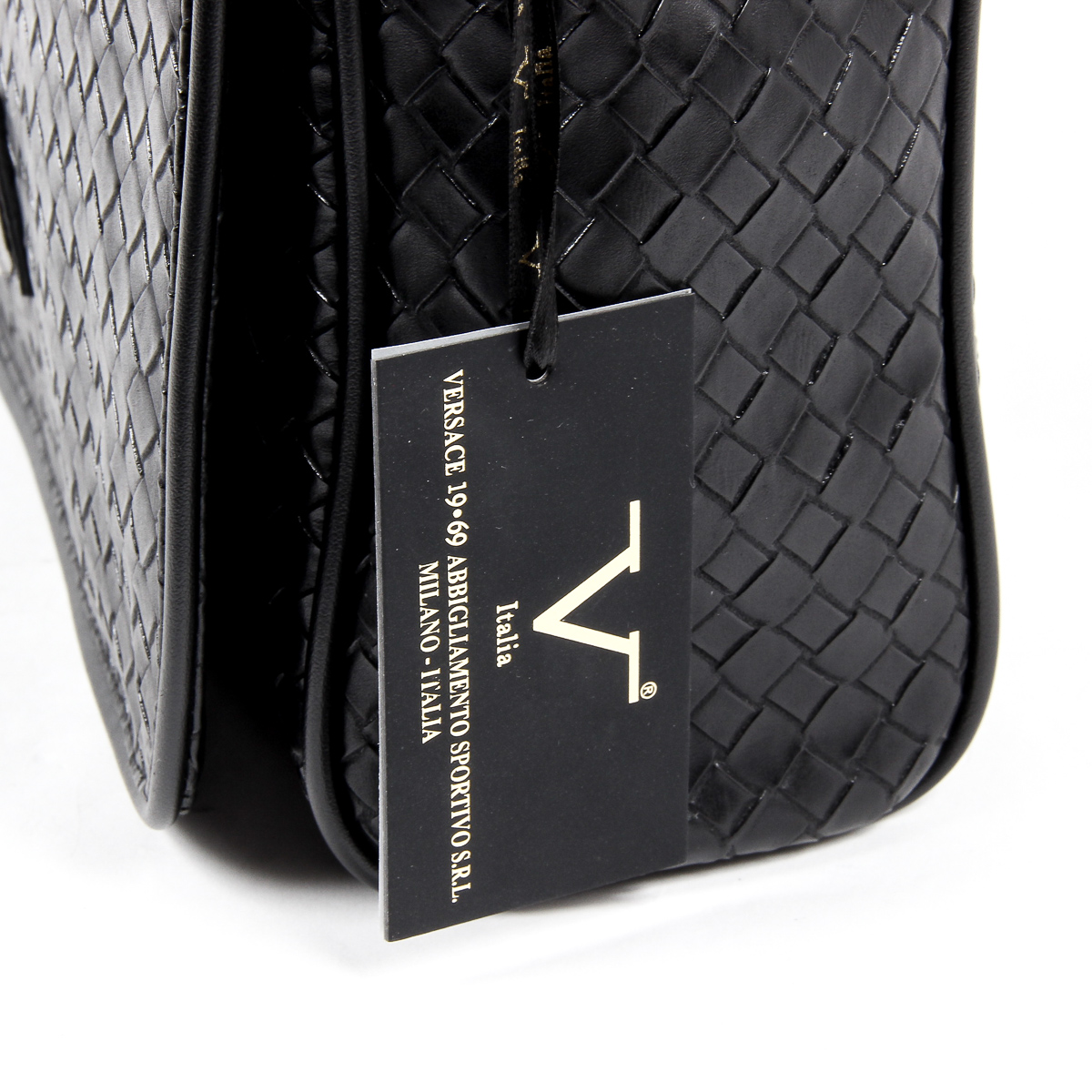 Bolso de mano para hombre V 1969 Italia negro LEROY