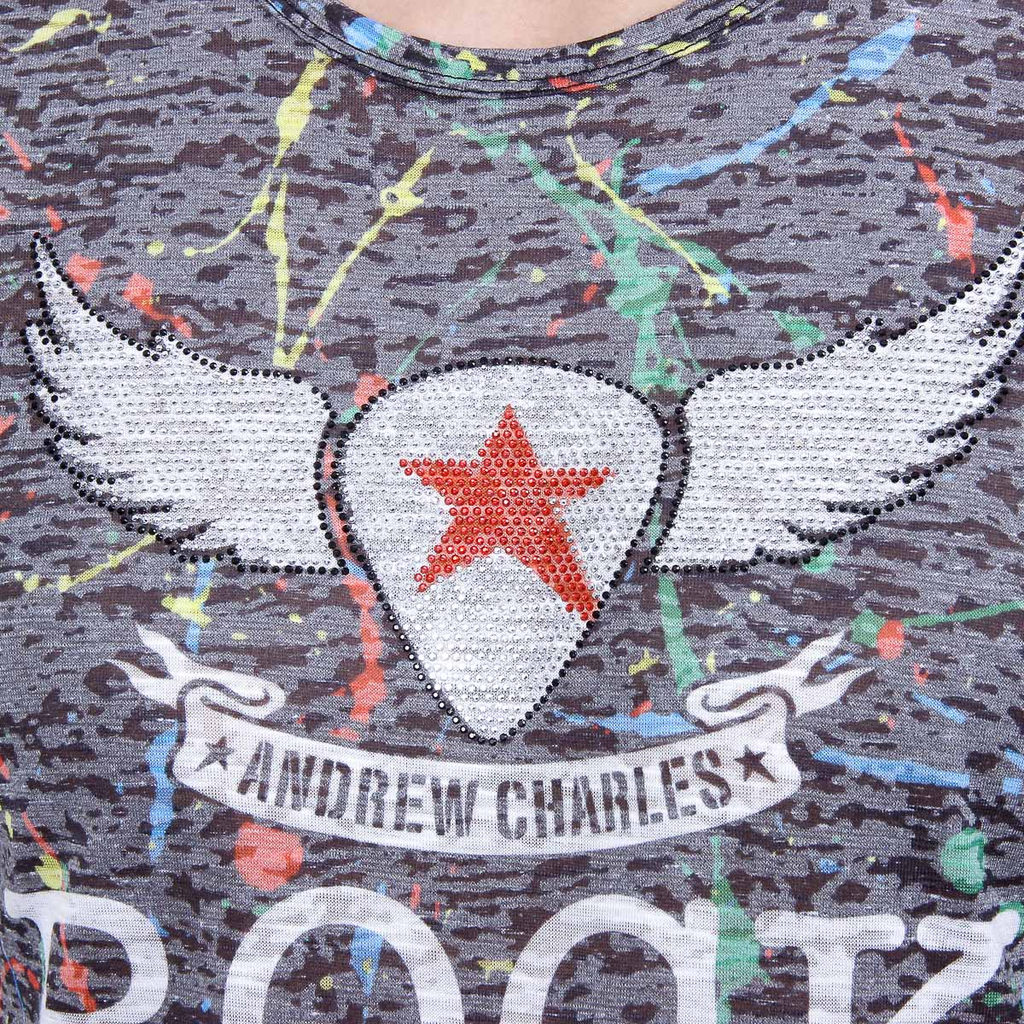 Andrew Charles Mens T-Shirt Short Sleeves Round Neck Black HUNTER