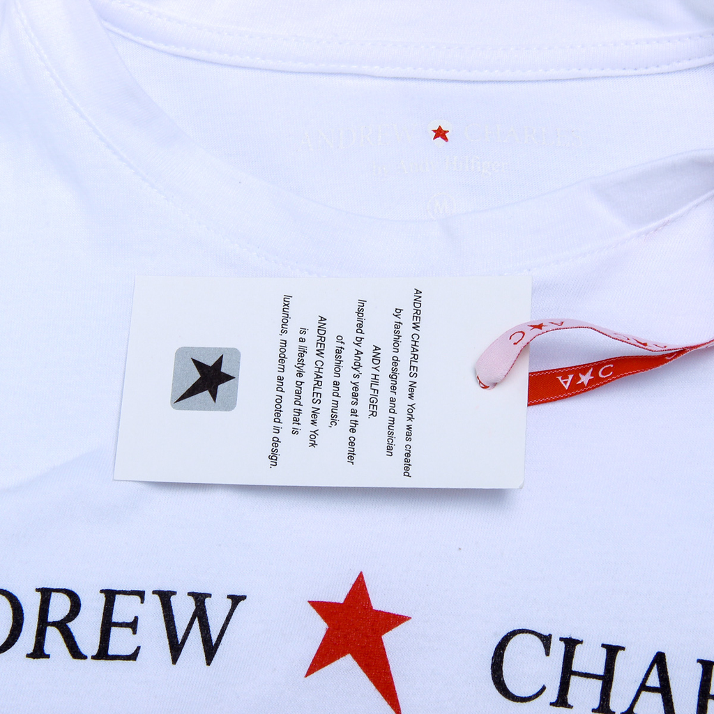 Camiseta Andrew Charles para mujer, manga corta, cuello redondo, color blanco TARANA