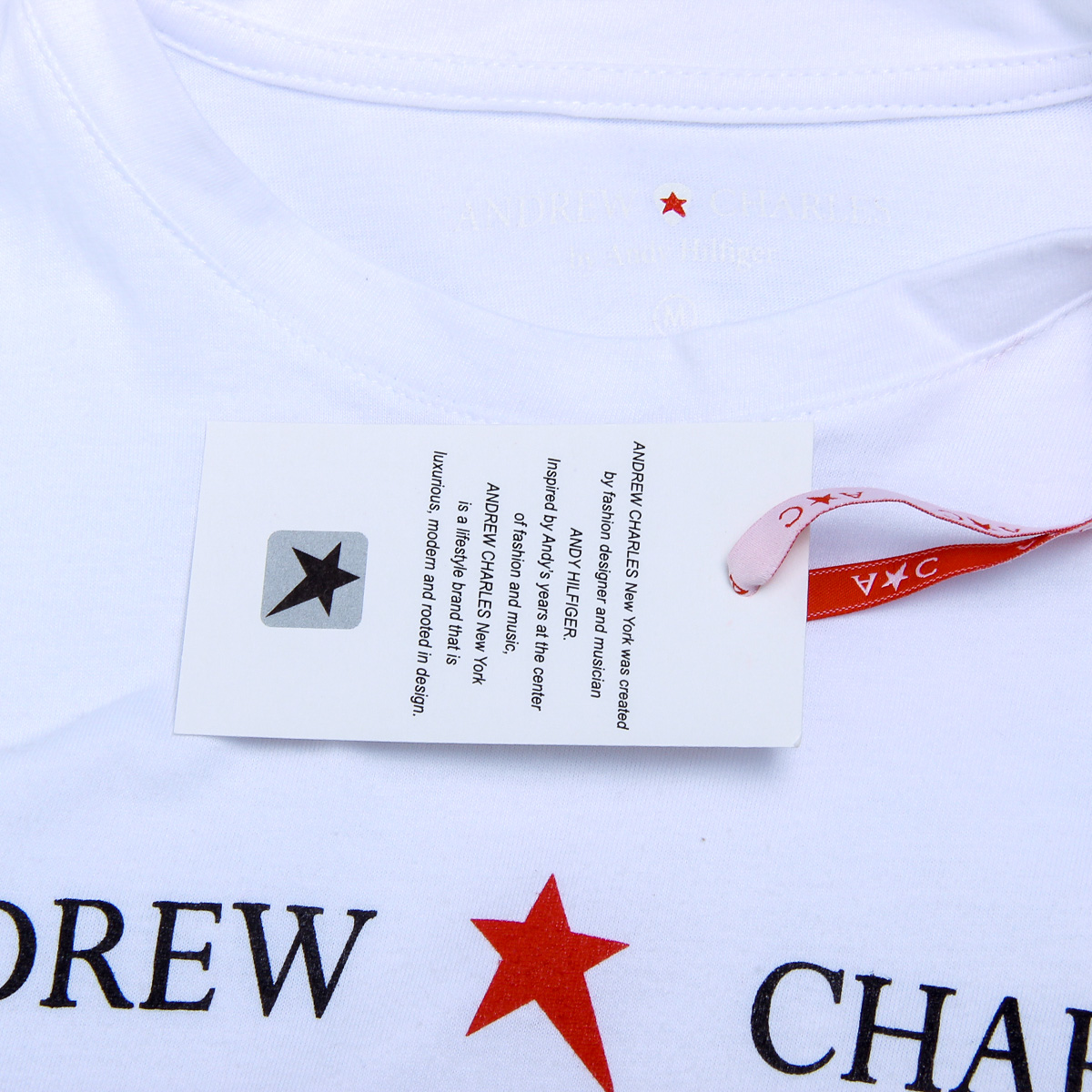 Camiseta Andrew Charles para mujer, manga corta, cuello redondo, color blanco TARANA