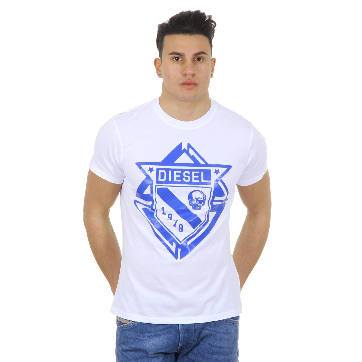 Diesel Mens T-Shirt Short Sleeves Round Neck 00SHBZ 0JAHZ 100 T-SCOD