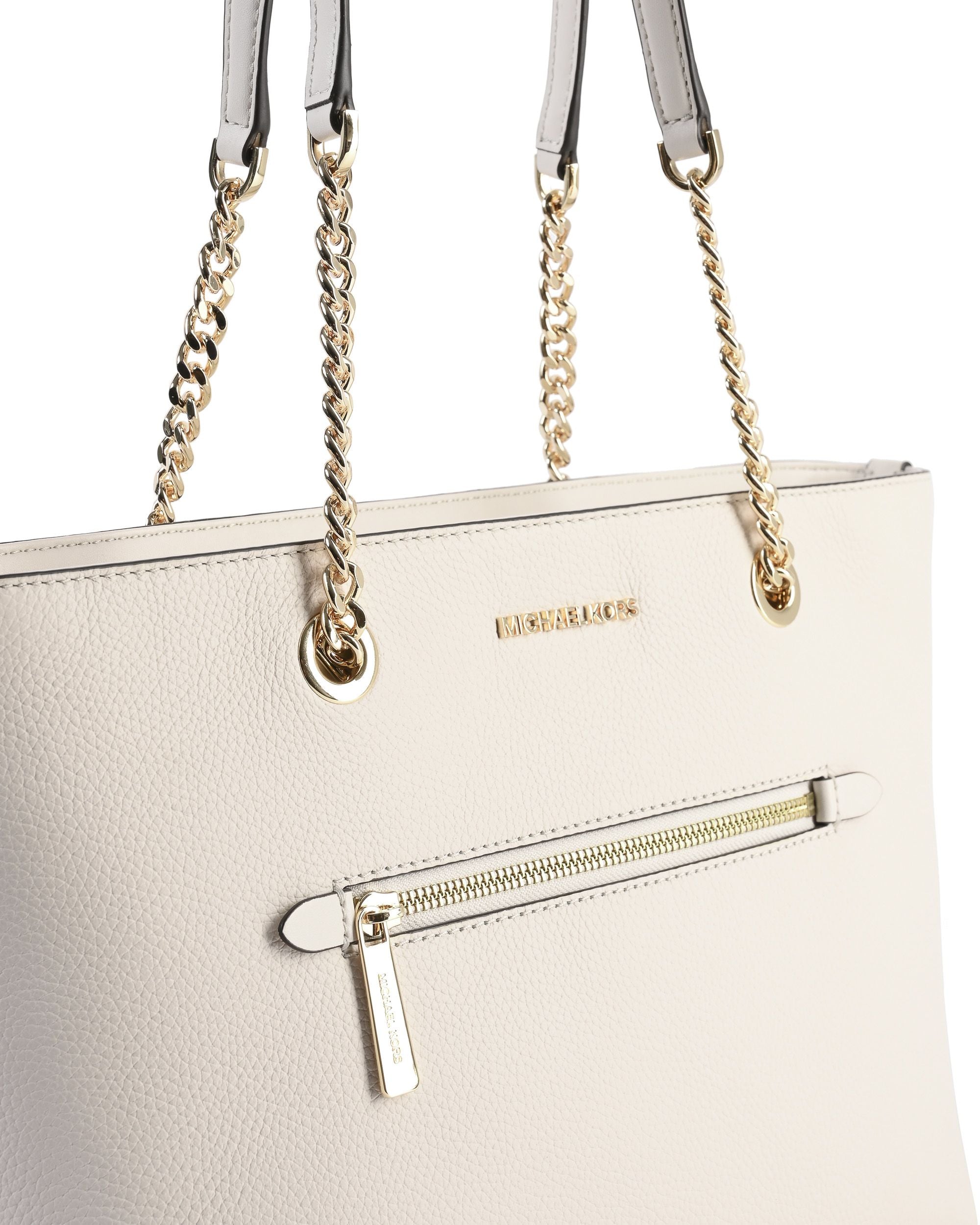 Michael Kors Bolso tote mediano con cadena y cremallera delantera 35F2GTTT2L LT CREAM