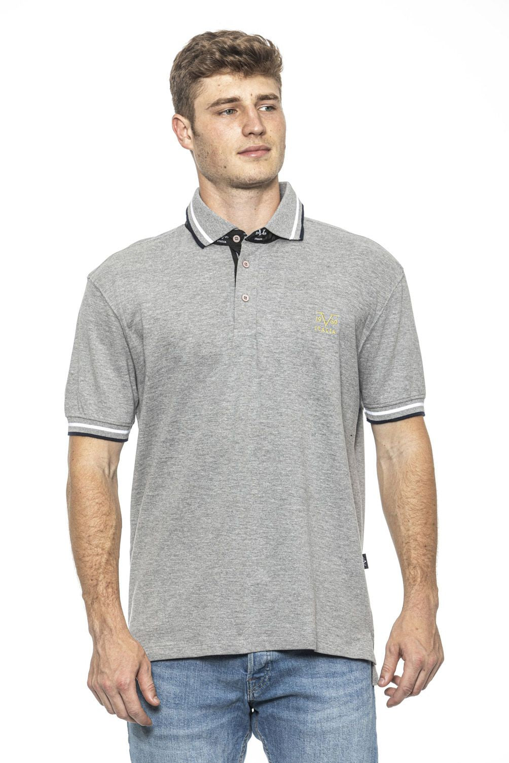 19V69 Italia Polo para hombre gris RETRO GREY