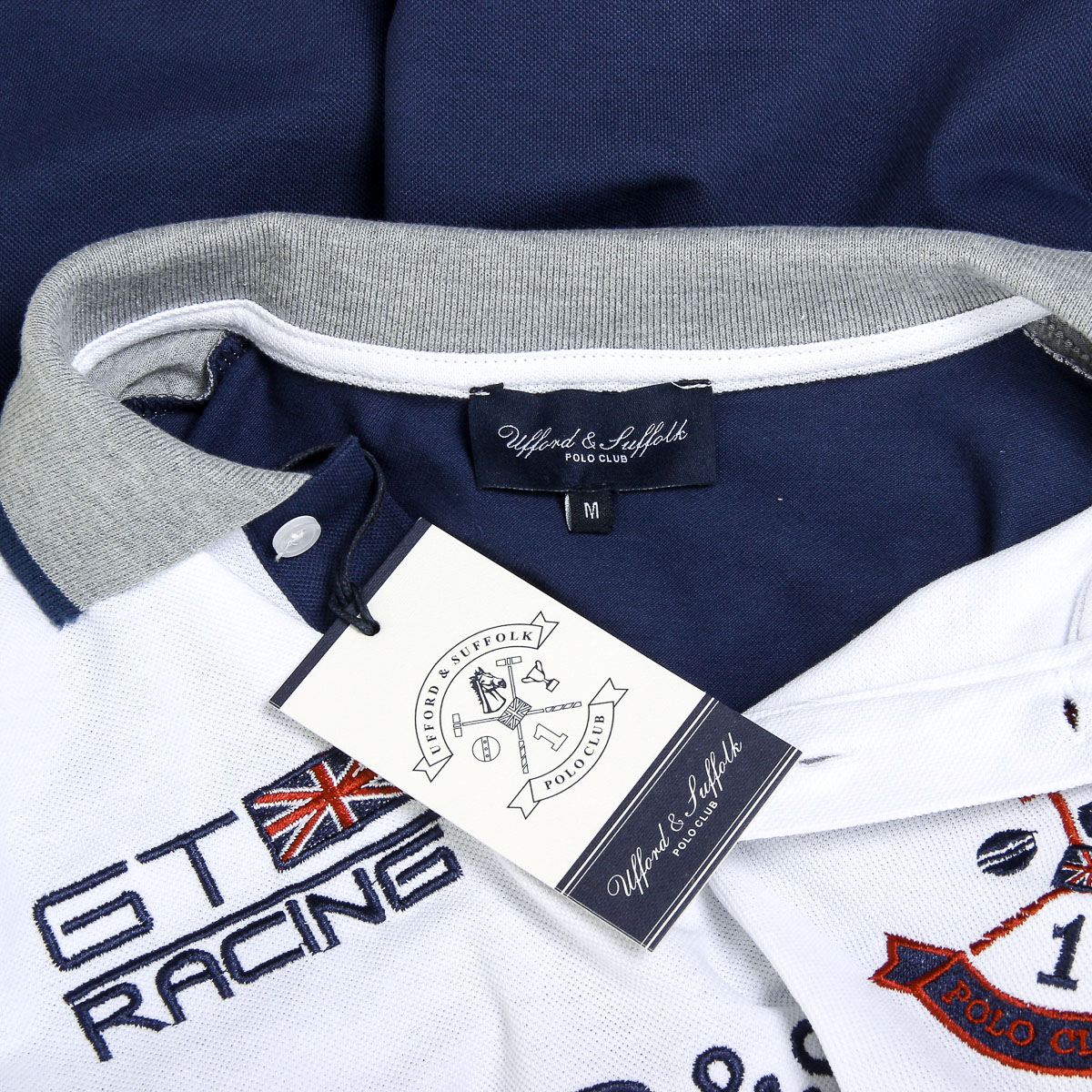 Polo Ufford & Suffolk Polo Club para hombre, manga corta, US001, blanco