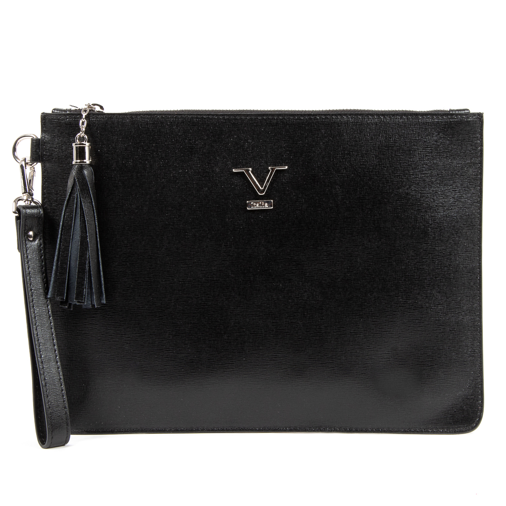 Bolso de mano para mujer V 1969 Italia, color negro y lima