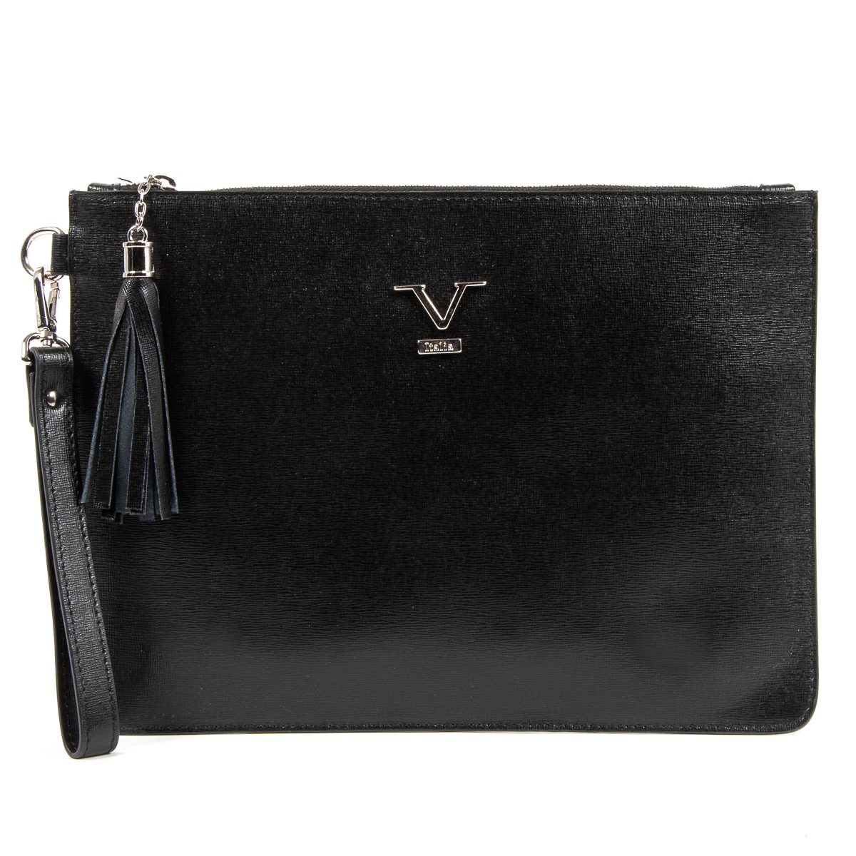 Bolso de mano para mujer V 1969 Italia, color negro y lima