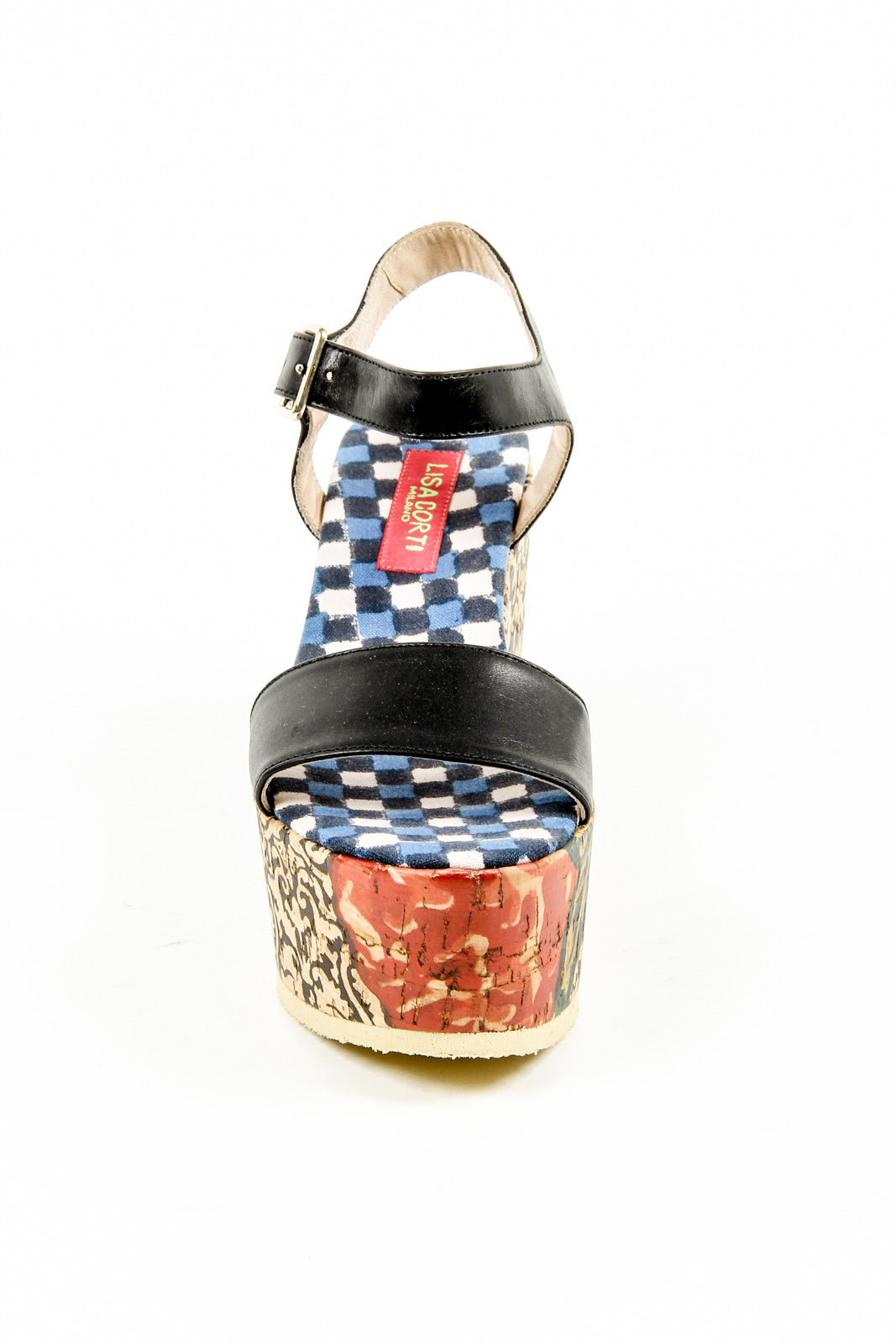 Sandalia de cuña con tira al tobillo para mujer Lisa Corti W LISA LEATHER BLACK