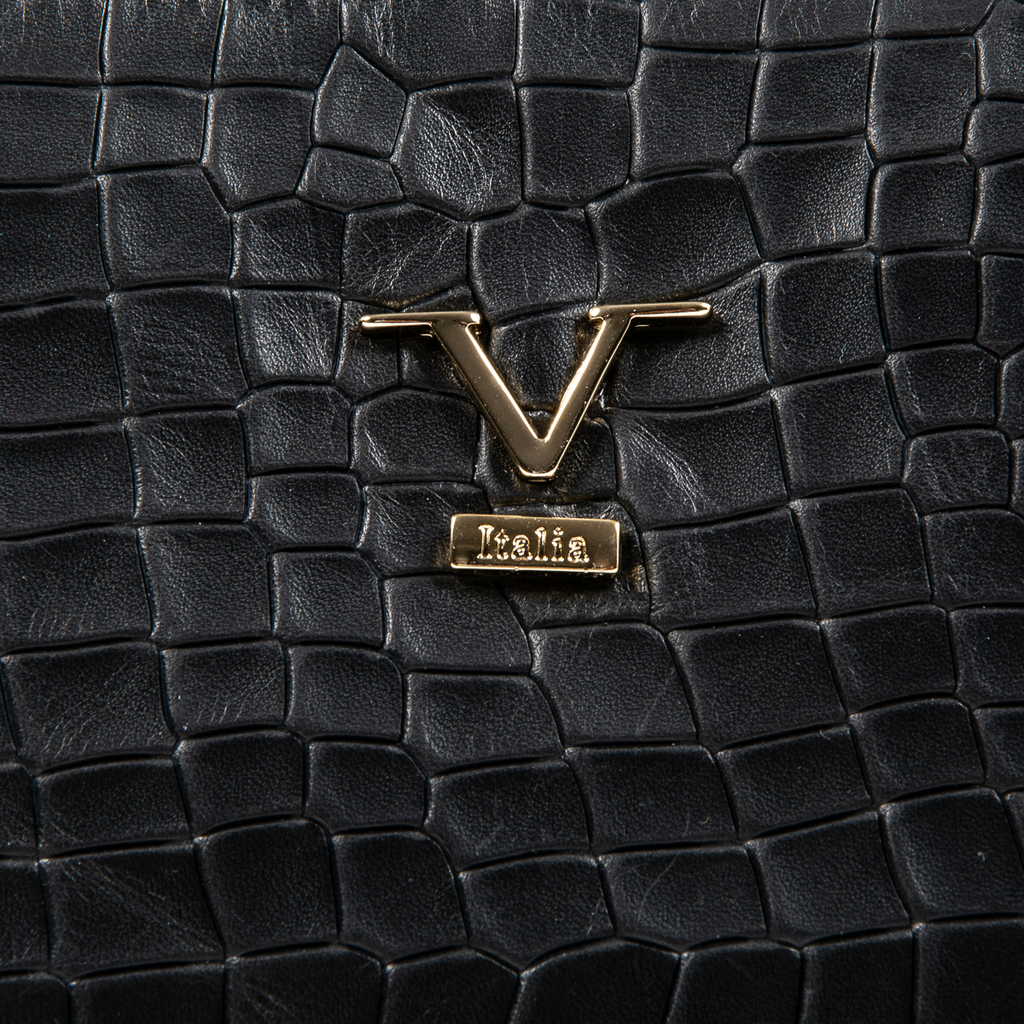 Bolso de mano para mujer V 1969 Italia, color negro y lima