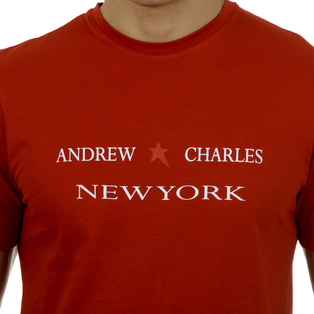 Camiseta Andrew Charles para hombre, manga corta, cuello redondo, roja, KEITA