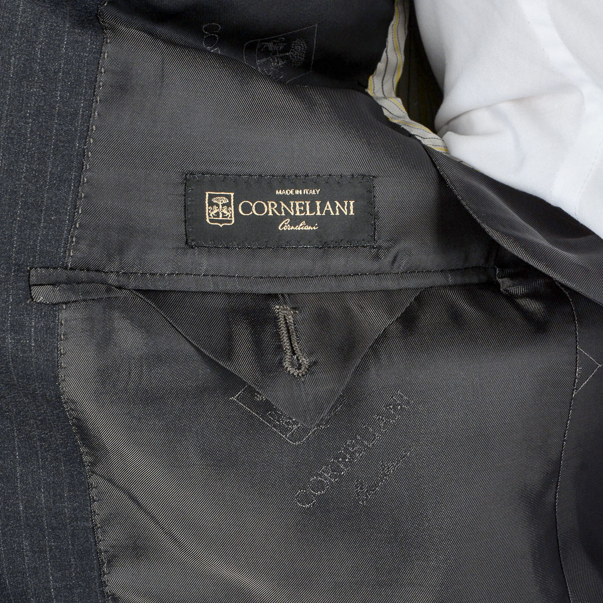 Corneliani Mens Suit Long Sleeves Dark Grey Super 130's