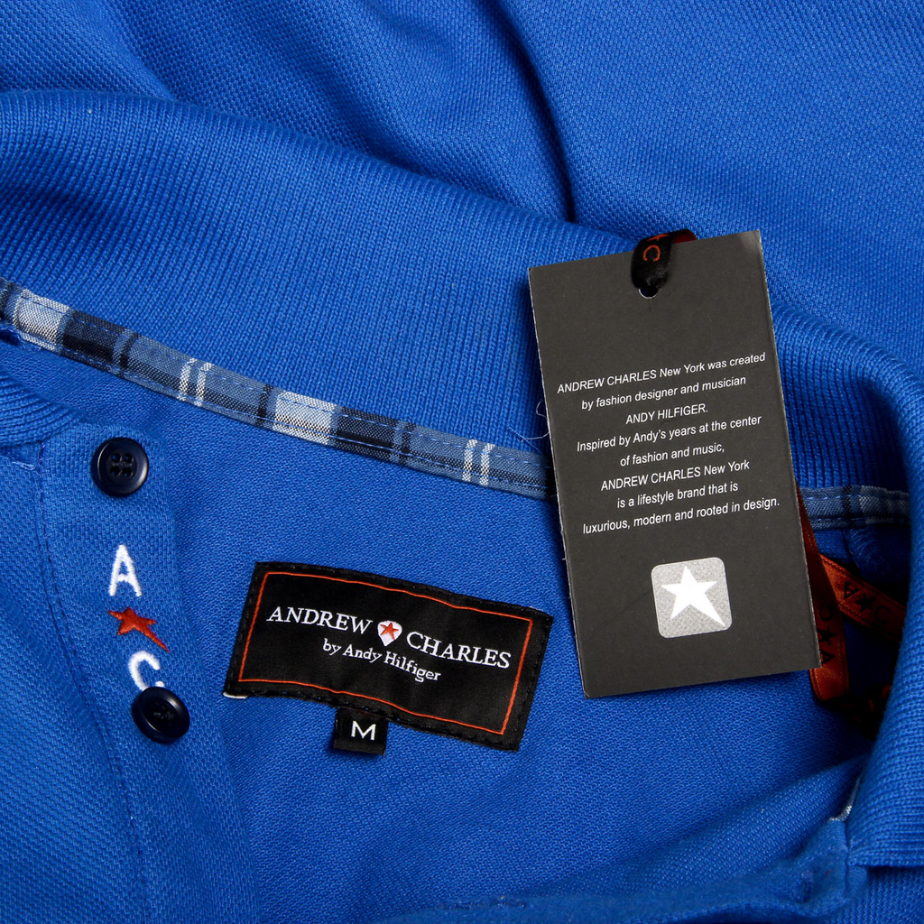 Polo Andrew Charles de manga corta para hombre azul SEFU