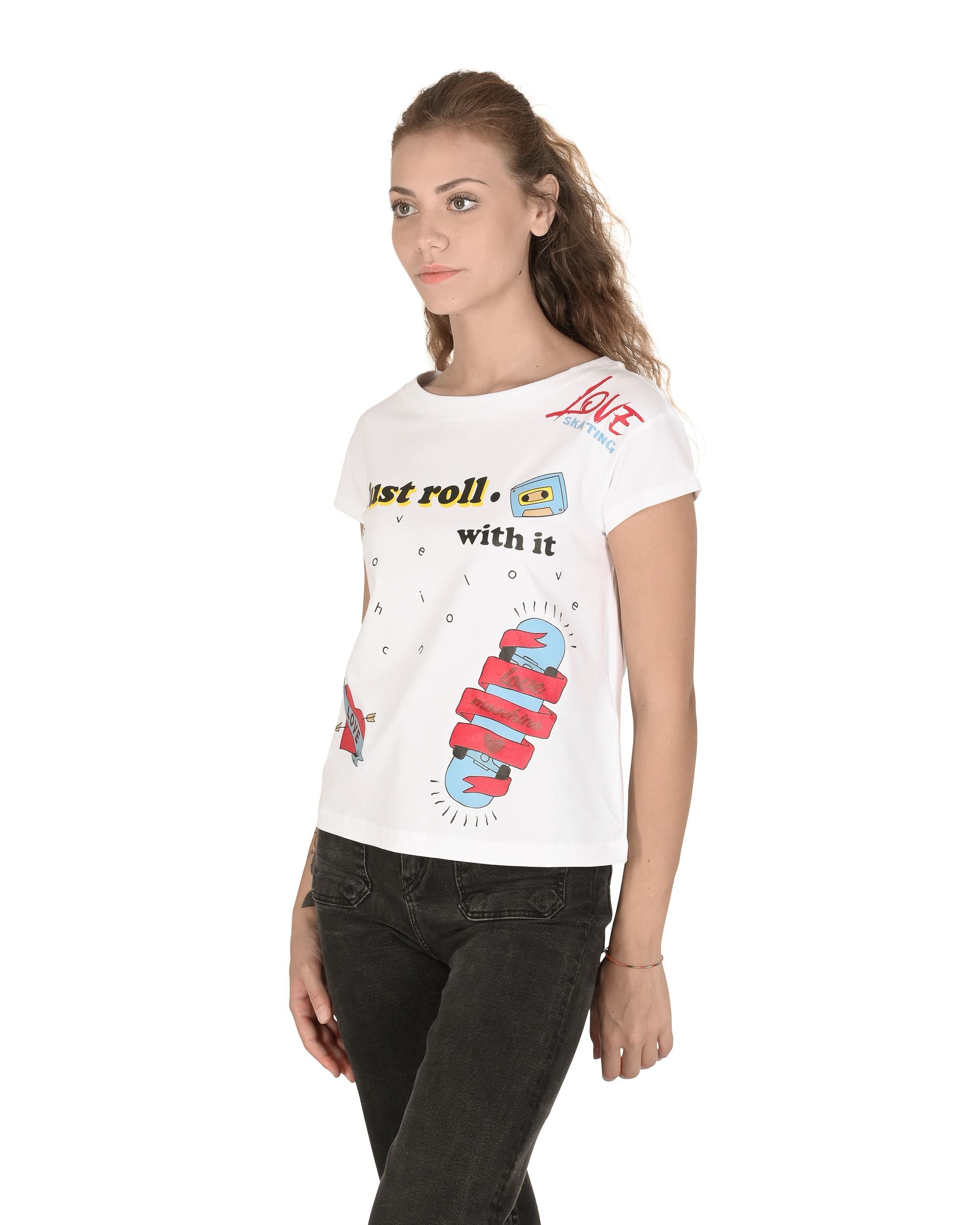 Camiseta Love Moschino para mujer W 4 F30 3E E 1951 A00 BLANCO ÓPTICO