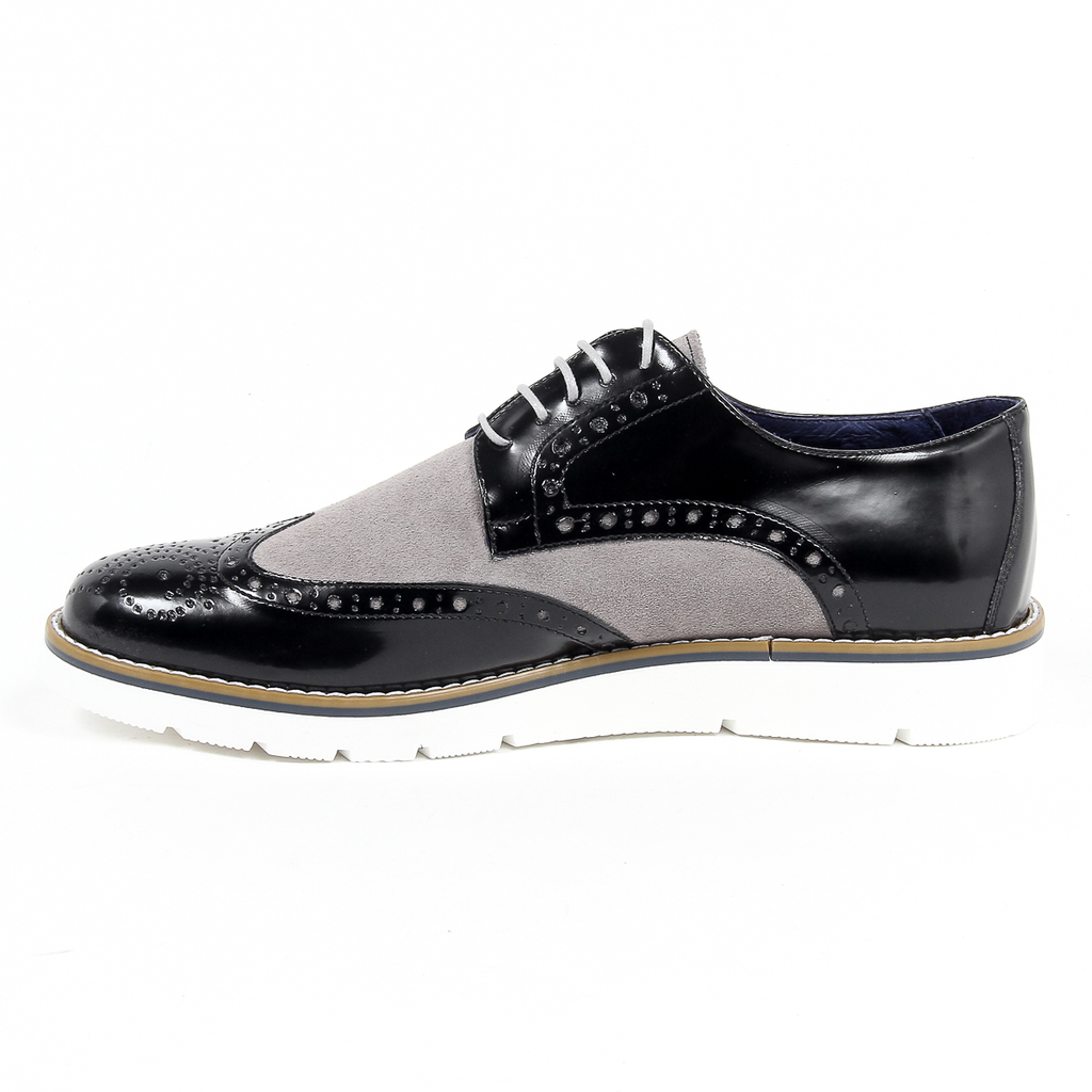 Andrew Charles - Zapatos Oxford brogue para hombre 914 ABRASIVATO CAM NERO GRIGIO
