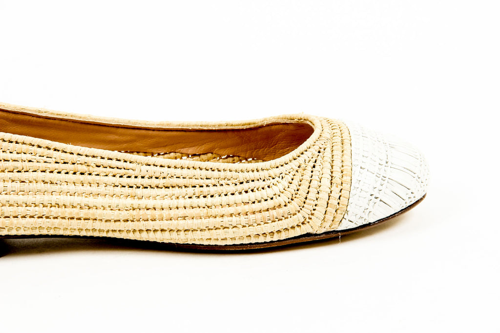 Bailarina de mujer Robert Clergerie Paris GINO TRAME BLANC PAILLE NATURELLE D