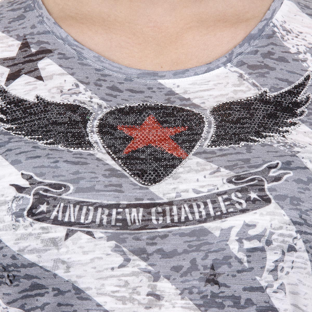 Andrew Charles Womens T-shirt Short Sleeves Round Neck Grey CAROLINE