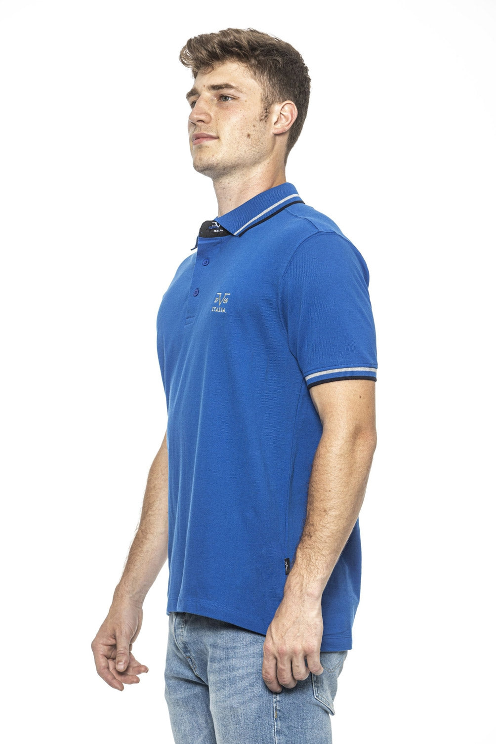 19V69 Italia Polo para hombre Azul RETRO AZUL REAL