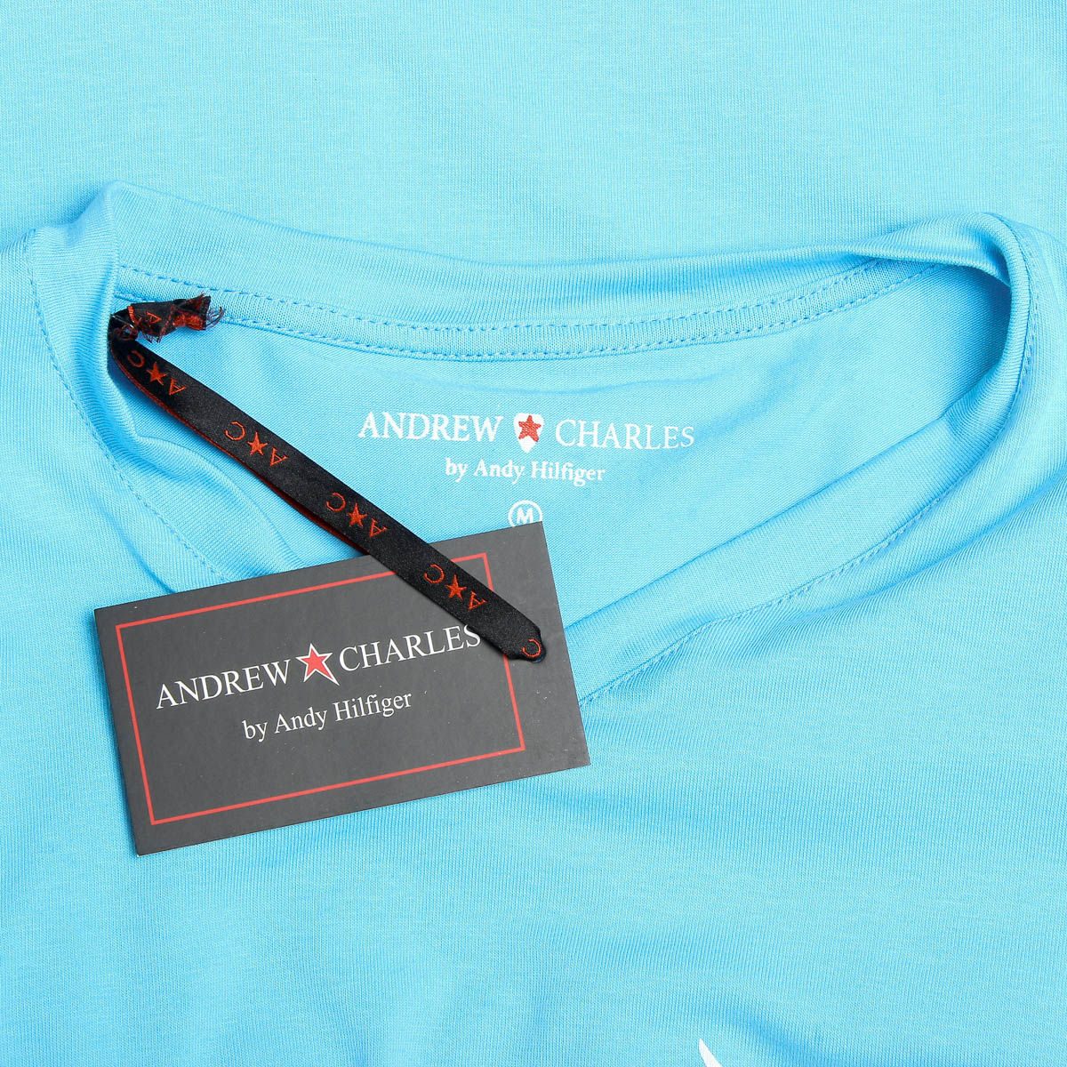 Camiseta Andrew Charles para hombre, manga corta, cuello en V, azul claro, KENAN