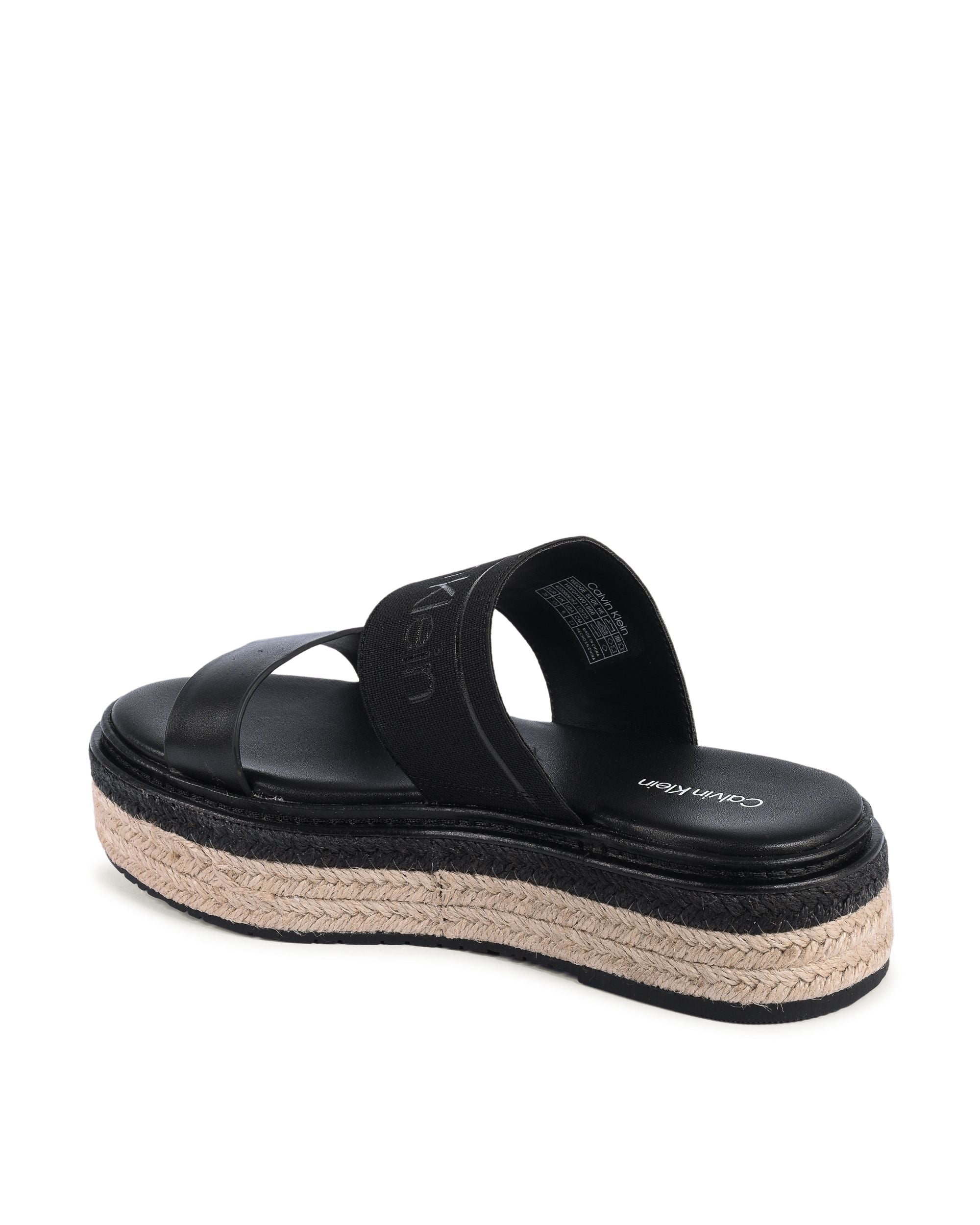 Calvin Klein - Sandalias de cuña para mujer, color negro, HW0HW01966BEH