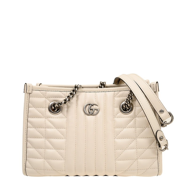 Bolso de hombro Gucci Marmont GG de piel acolchada en blanco