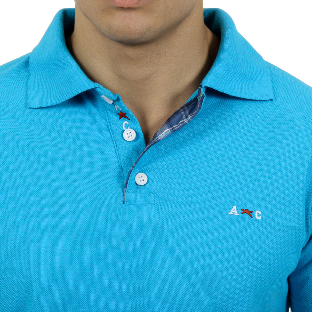 Polo Andrew Charles para hombre de manga corta azul claro SEMELO