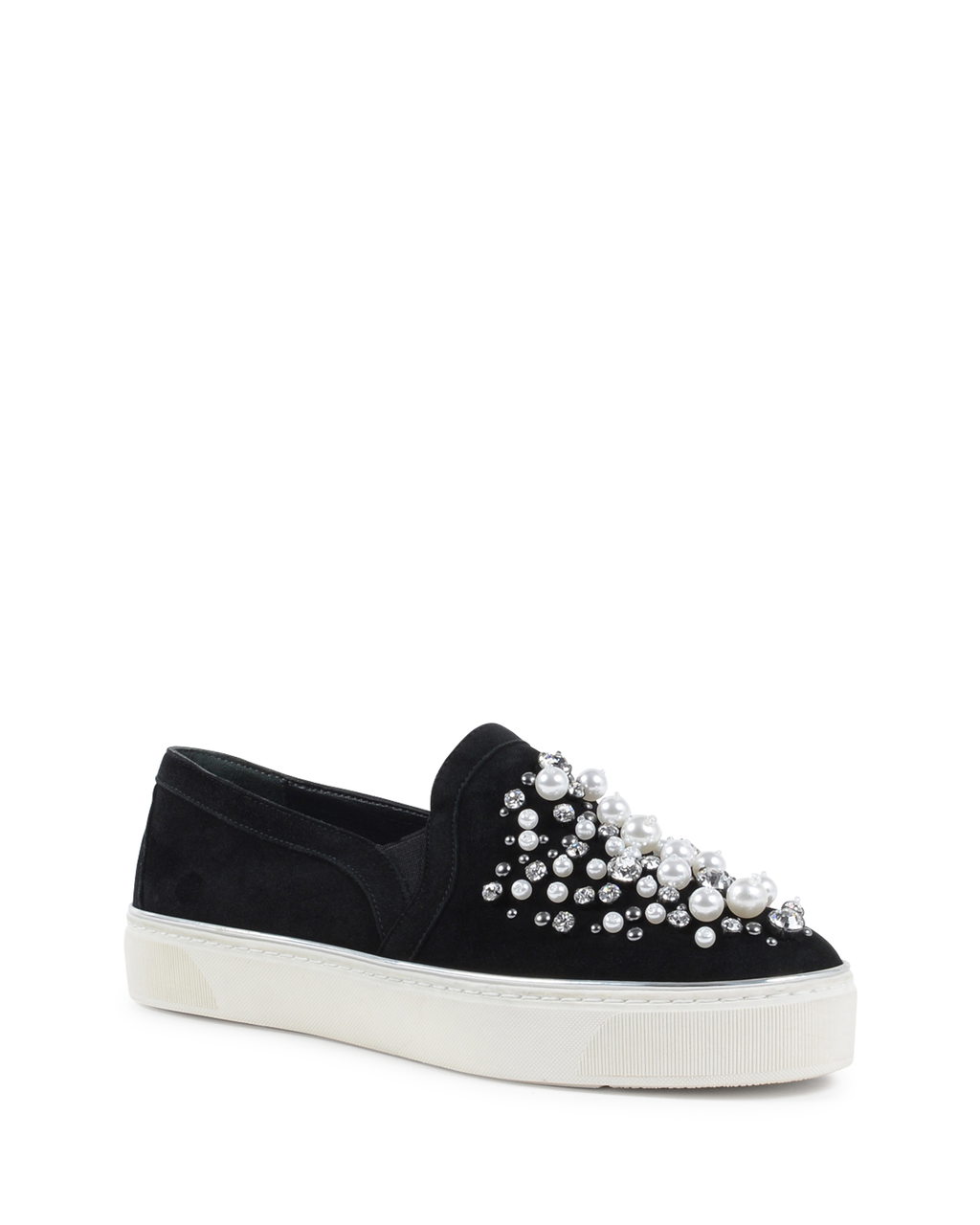 Stuart Weitzman - Zapatillas sin cordones para mujer, color negro, con decoración