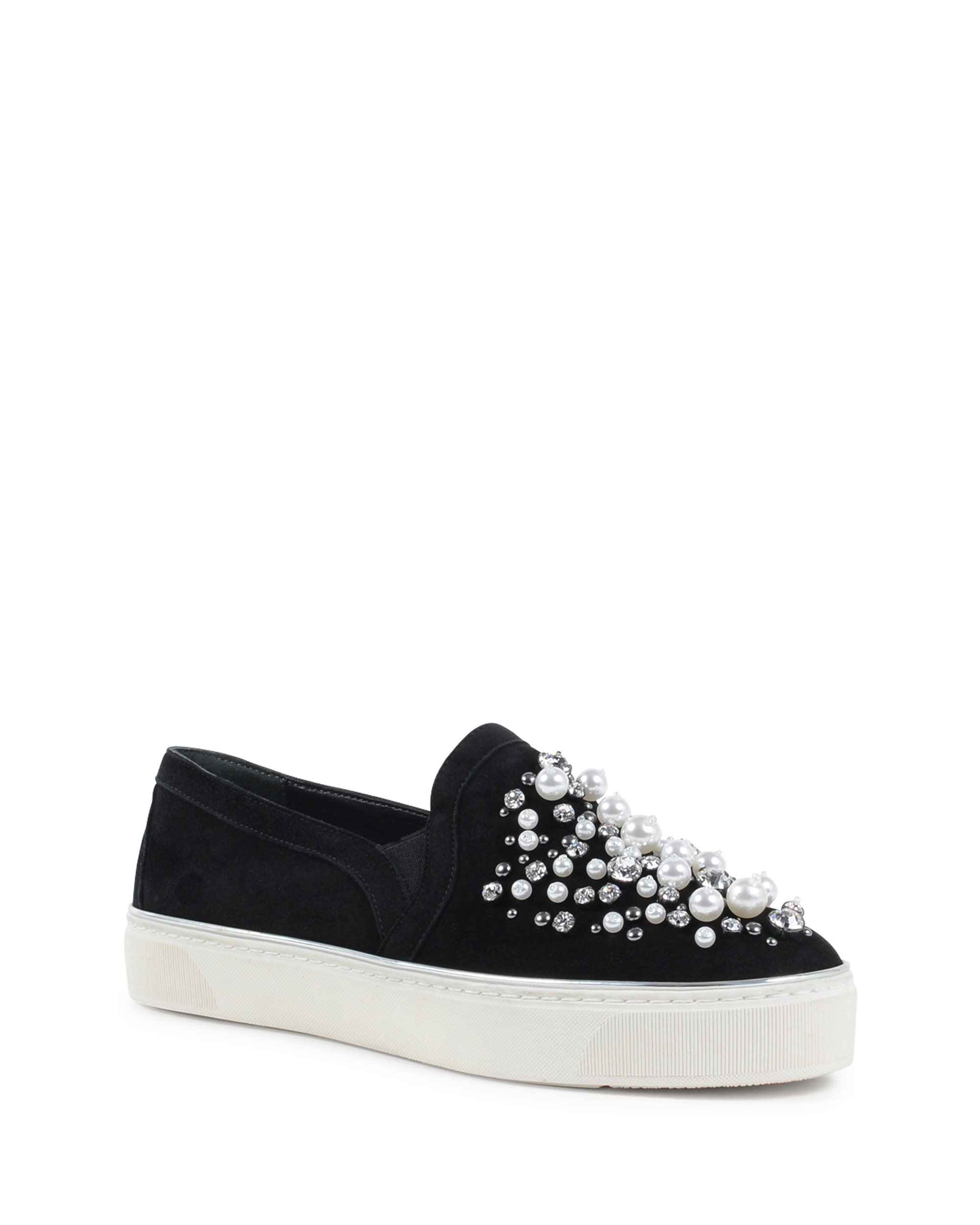 Stuart Weitzman - Zapatillas sin cordones para mujer, color negro, con decoración