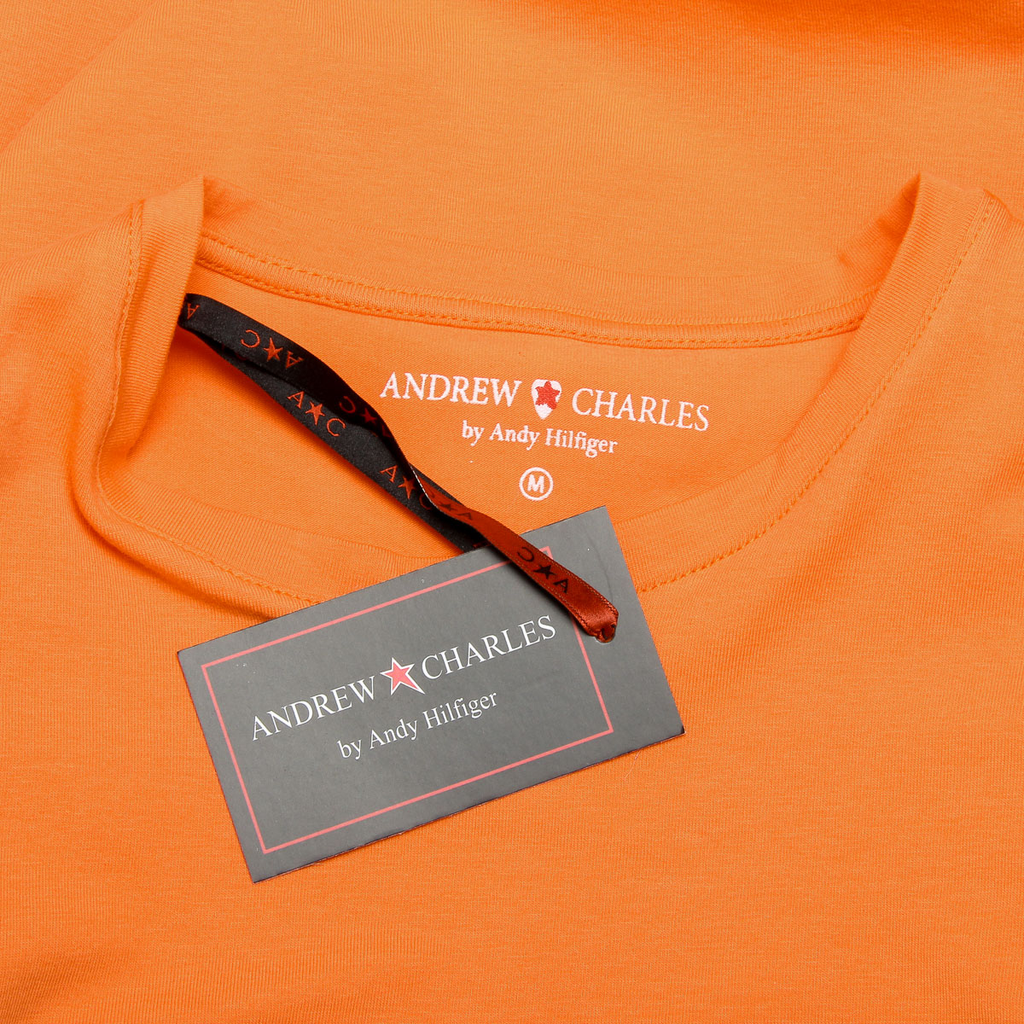 Camiseta Andrew Charles para hombre, manga corta, cuello redondo, naranja, KEITA