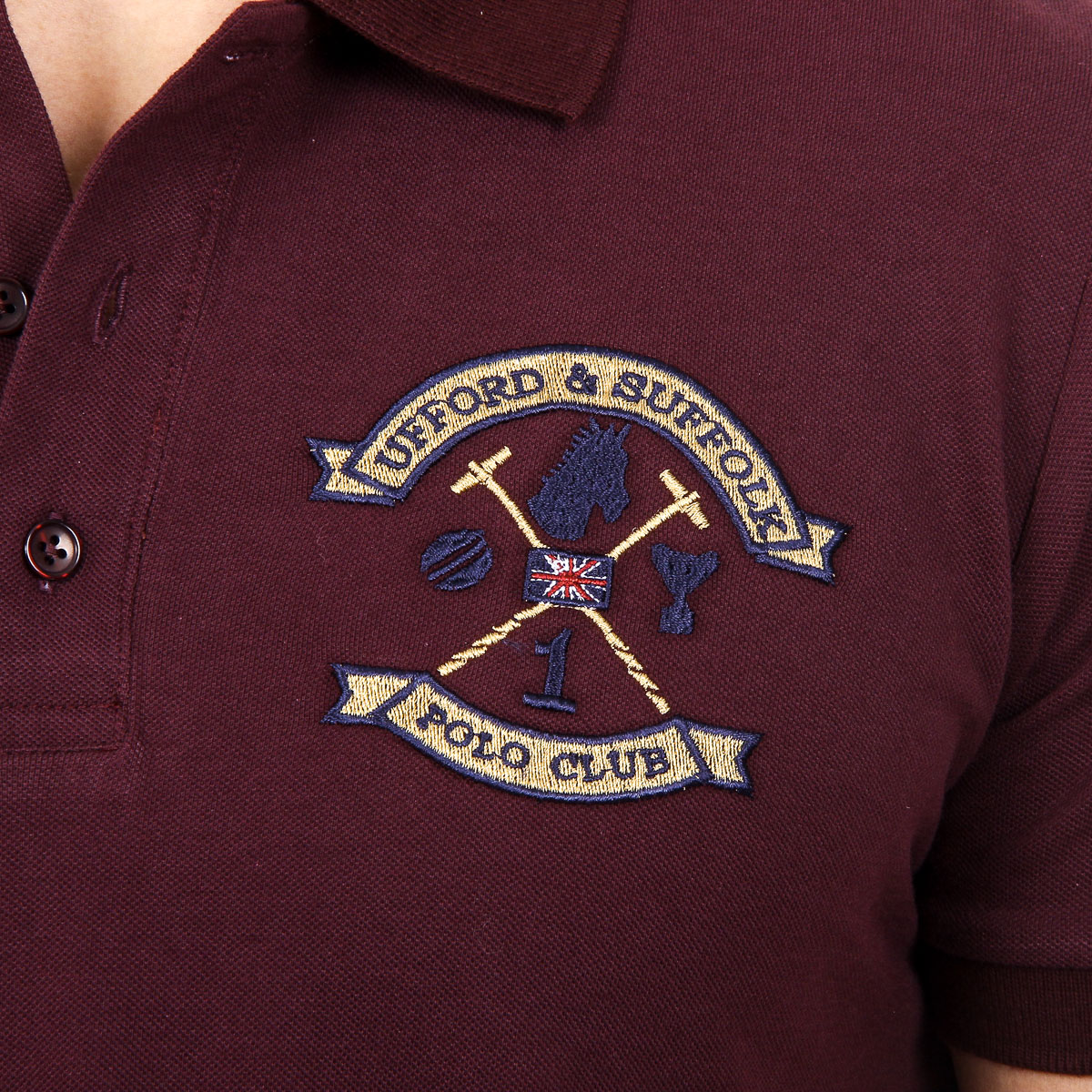 Polo Ufford & Suffolk Polo Club para hombre, manga corta, US007, burdeos