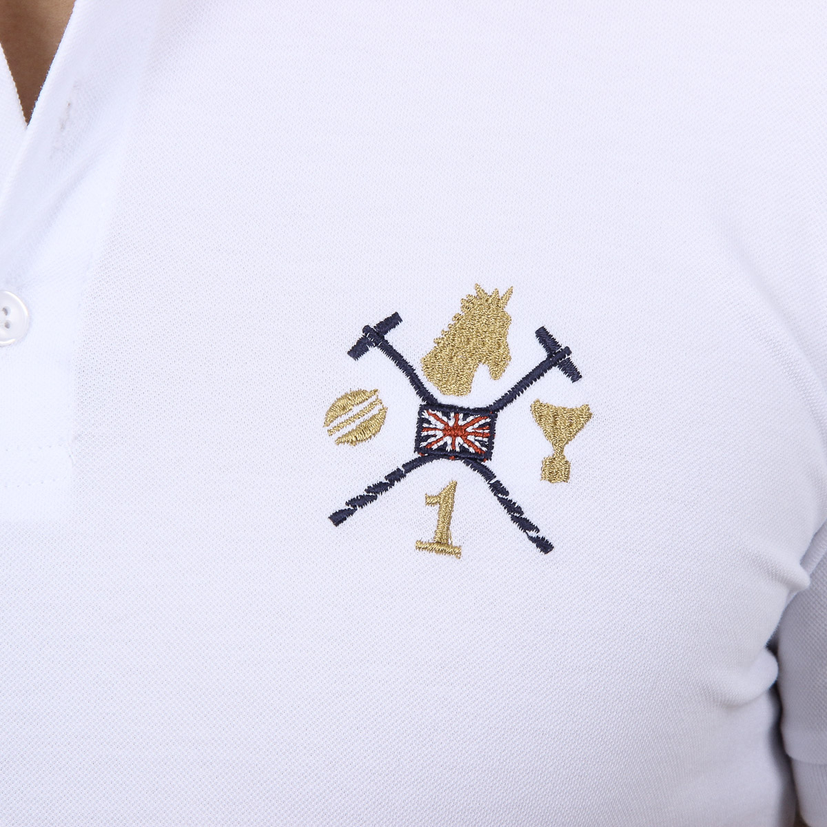 Polo Ufford & Suffolk Polo Club para hombre, manga corta, US004, blanco