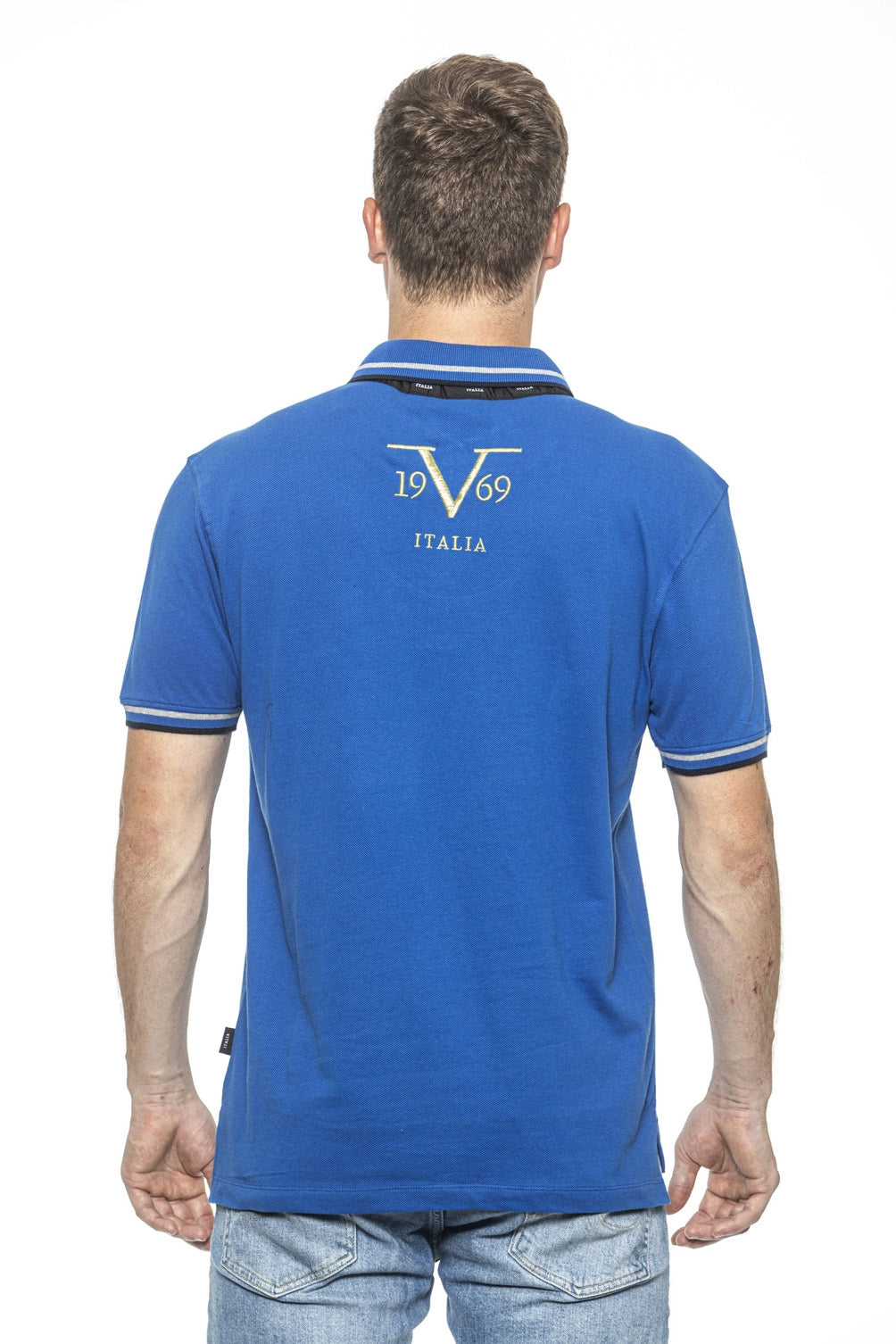 19V69 Italia Polo para hombre Azul RETRO AZUL REAL